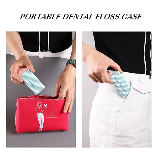 Miniatura 4 de Estuche portátil para hilo dental, almacenamiento de 10 púas para adultos en caja. La mejor herramienta para limpiar los dientes y el cuidado bucal.