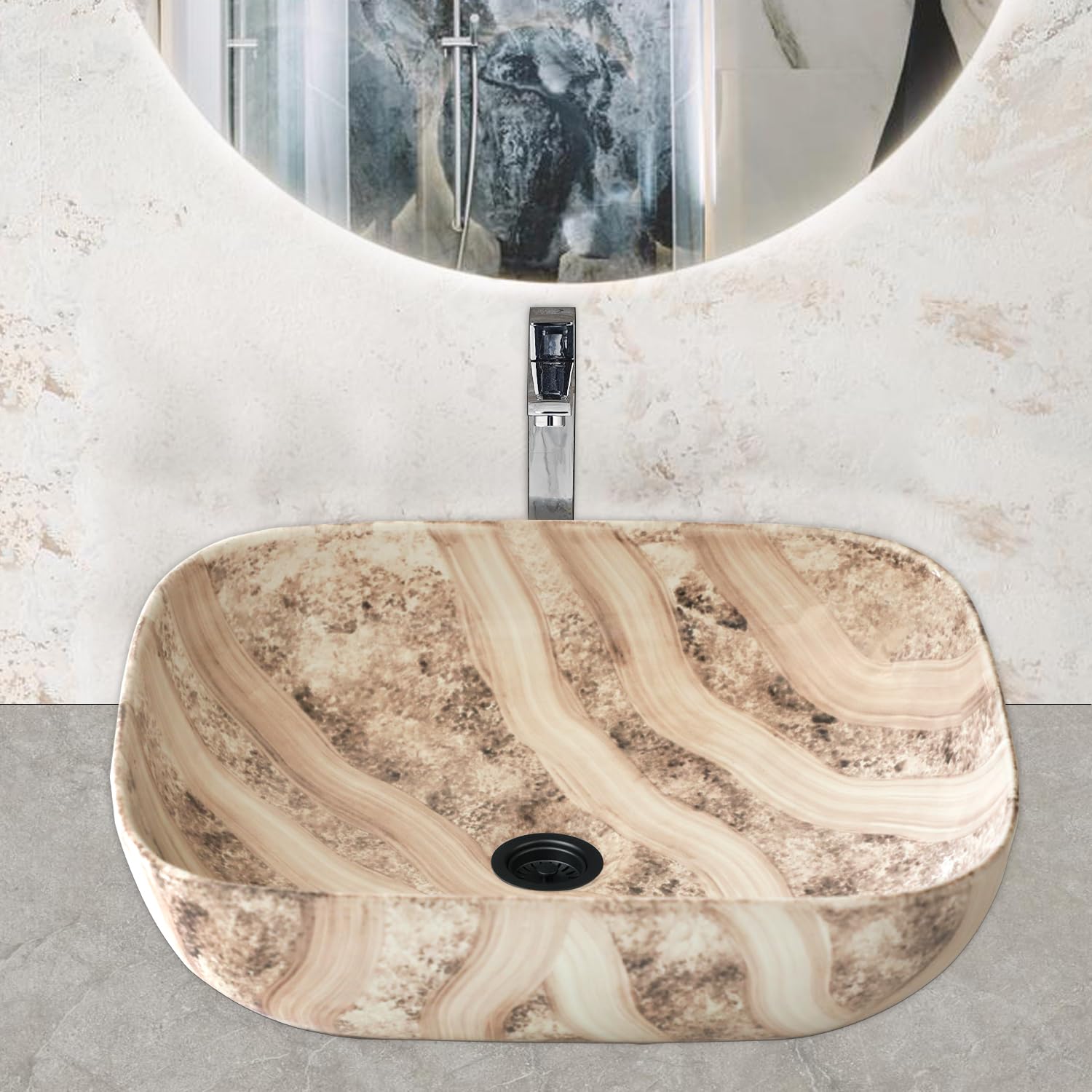 BonKaso Polished Design Ceramica Bathroom Basin Designer Modern Big Table Top Wash Basin 460 x 345 x 130 mm (18 x14) 8kg (GALAXY 0 06) (B0CB1NHRRF) Amazon Price History, Amazon Price Tracker