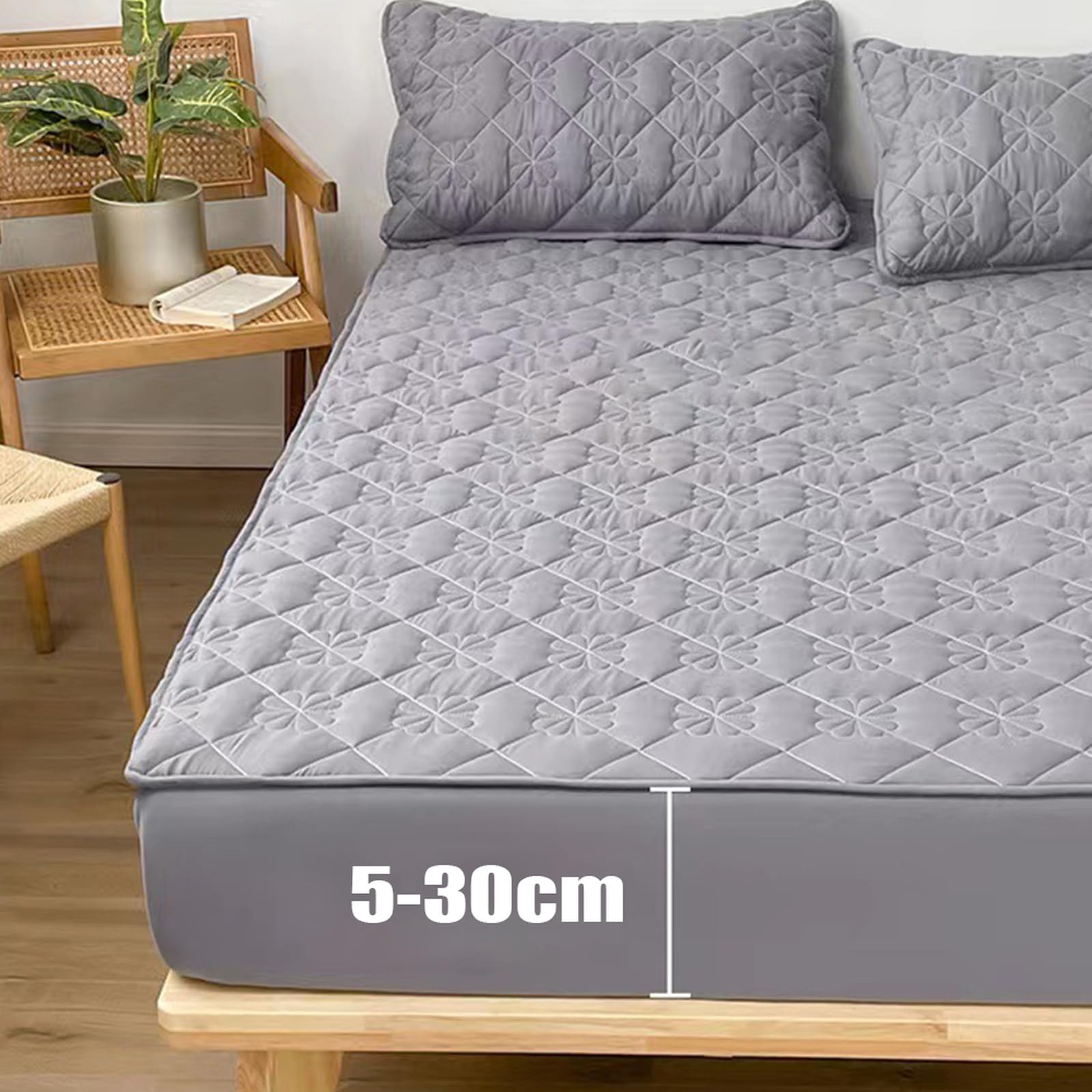 Sábana bajera ajustable individual de 150 x 200 + 30 cm, protector de colchón impermeable, color blanco, fácil de usar y se ajusta elásticamente alrededor de tu colchón
