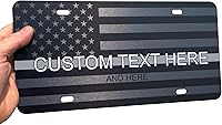 Vista 63 de JASS GRAPHIX Placa de matrícula personalizada con la bandera estadounidense de línea amarilla, homenaje personalizado a despachadores y operadores
