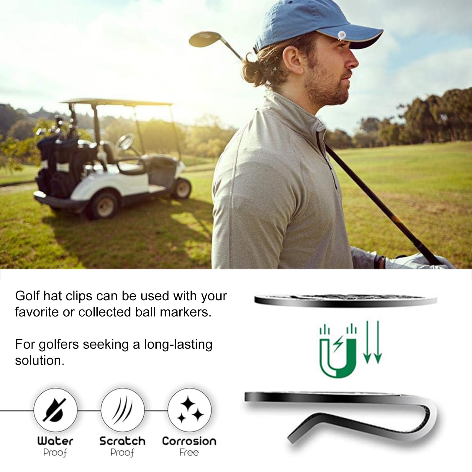 Clip Magnético para Sombrero de Golf, 3 Piezas Marcador de Pelota