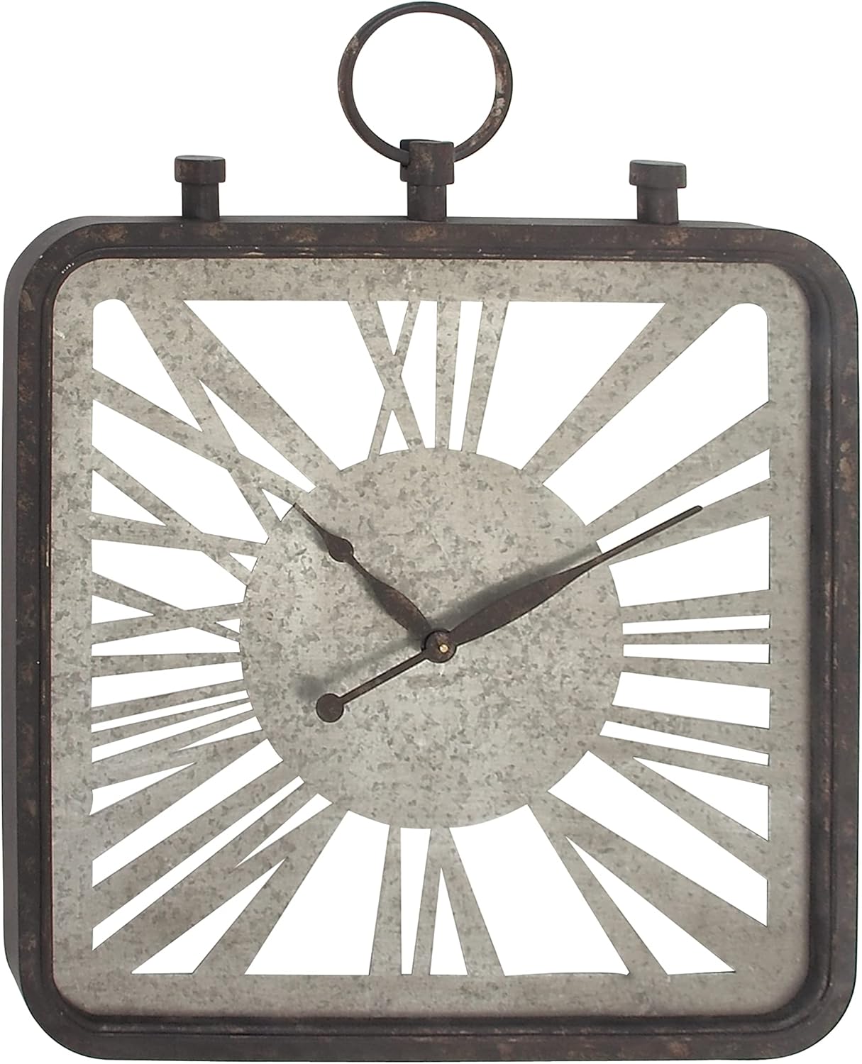Grande orologio in ferro battuto marrone antico 80x4x80cm