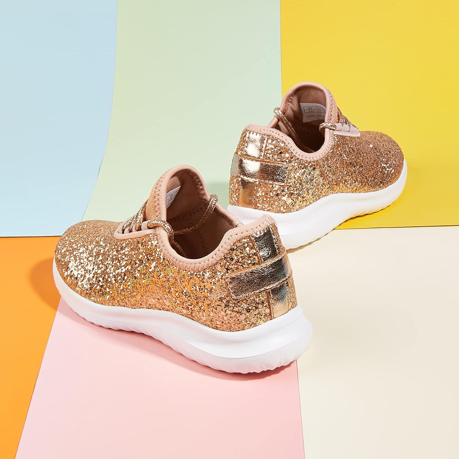 K KIP WOK Girls Glitter Sneakers Sparkle Slip On Walking Shoes for Kids/Children Breathable Running Sneakers - Image 7