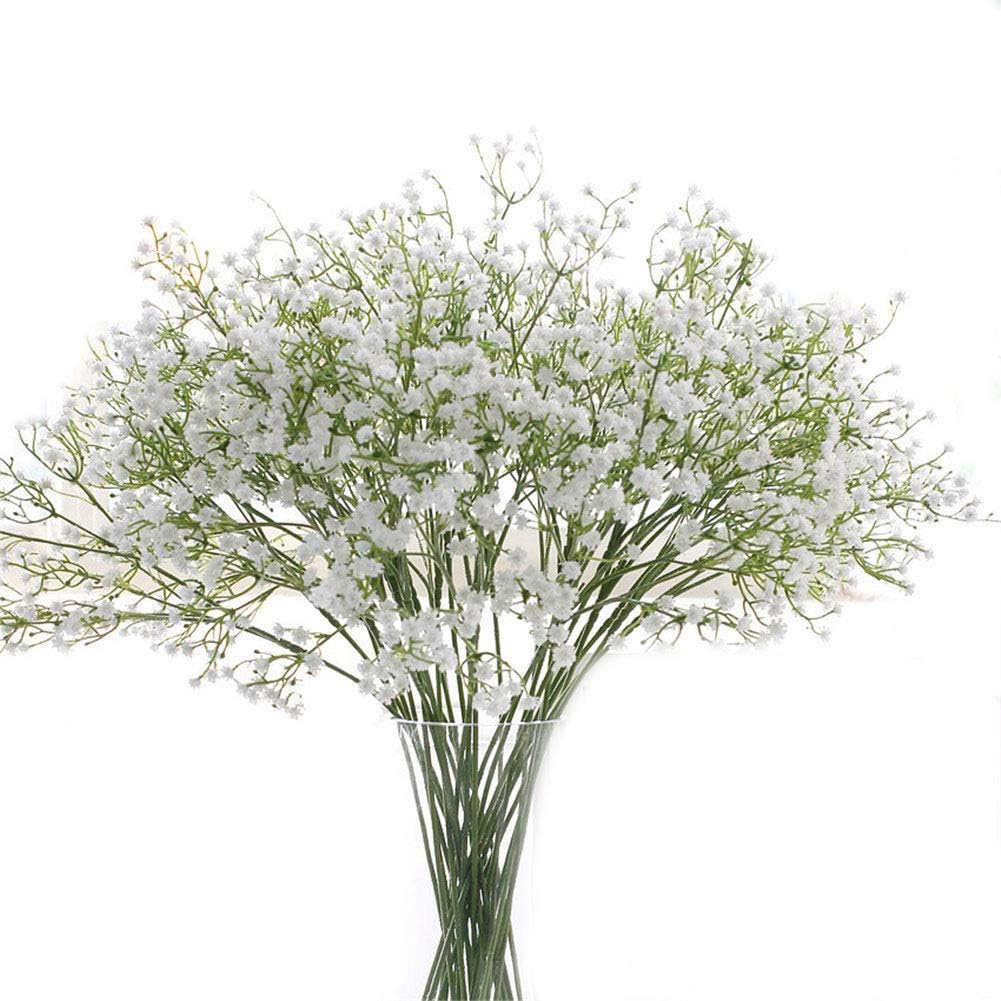 Botius Artificial Flowers 9Pcs 21" Baby Breath/Gypsophila Fake Silk Plants Wedding Party Decoration Real Touch Flowers DIY Home Garden, White