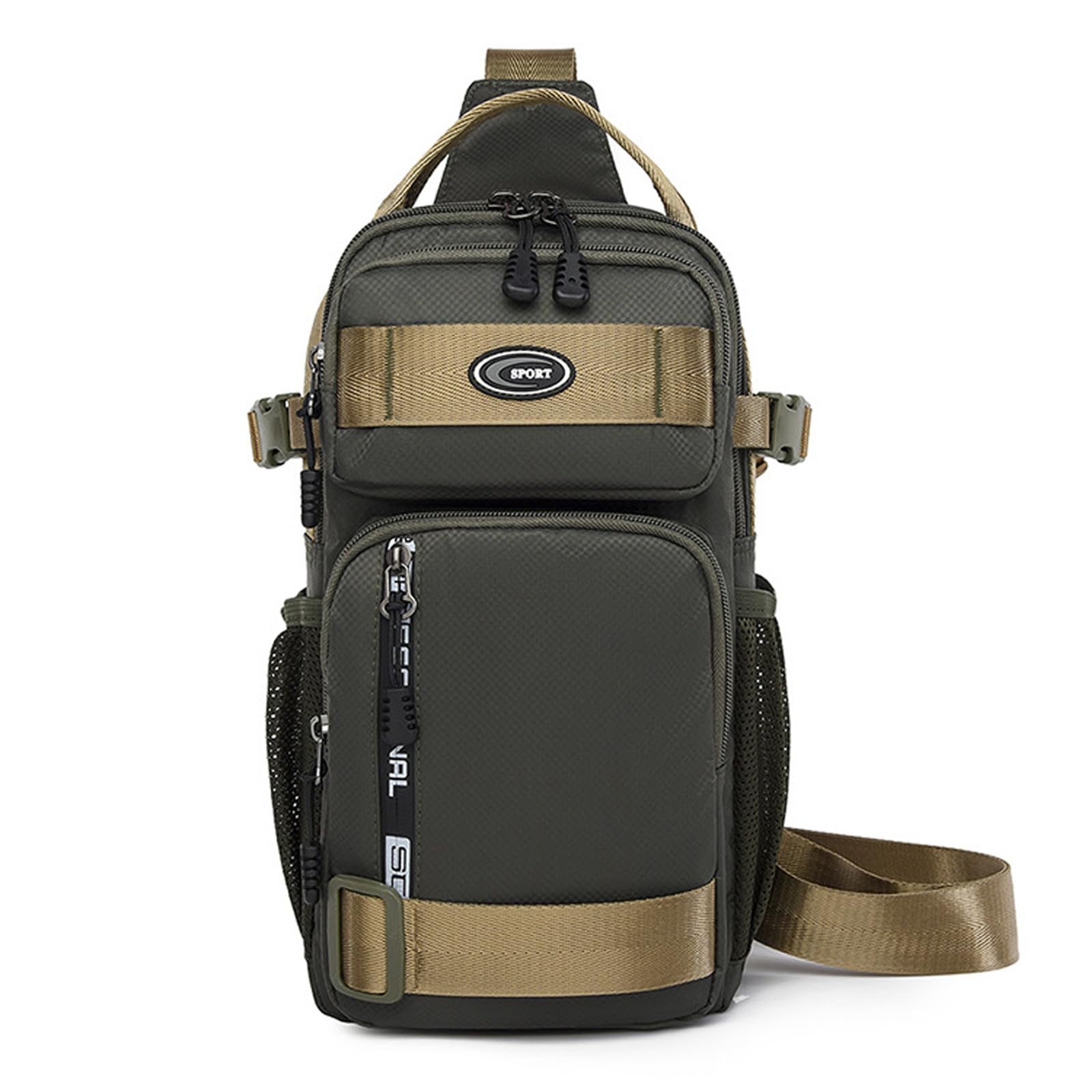 FANDARE Tactical EDC Sling Bag Crossbody Backpack Military Sport Bag Pack Chest Shoulder Bag for Men One Strap Motorcycle for Camping Hiking Cycling Outdoors Travel Waterproof Satchel Bag Army Green