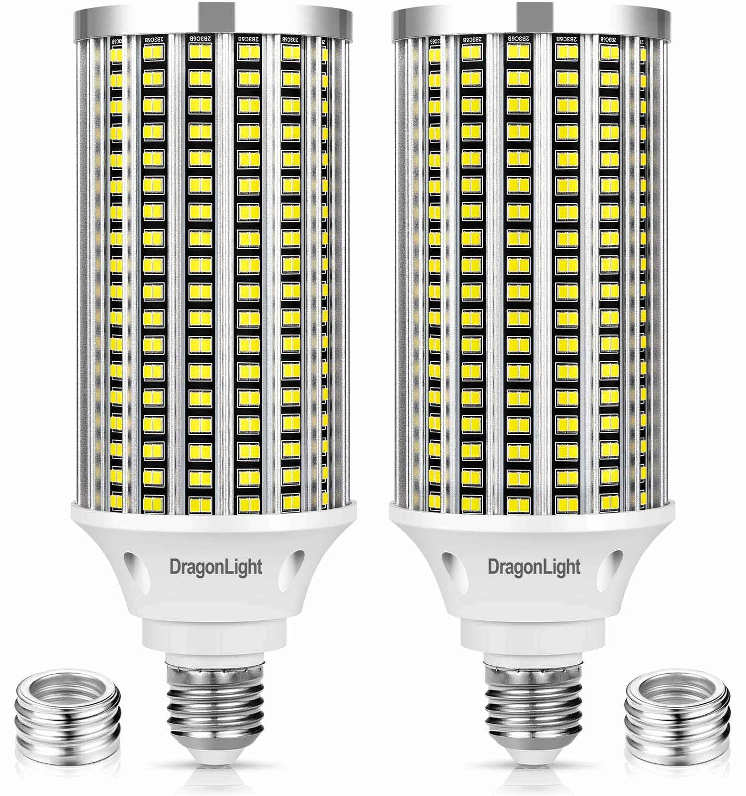 DragonLight 54W Super Bright LED Corn Light Bulbs(400 Watt Equivalent) - E27/E40 Large Base LED Lamp - 6000K Daylight 6500 Lumens for Large Area Lighting [Twin Value Pack] — image 1