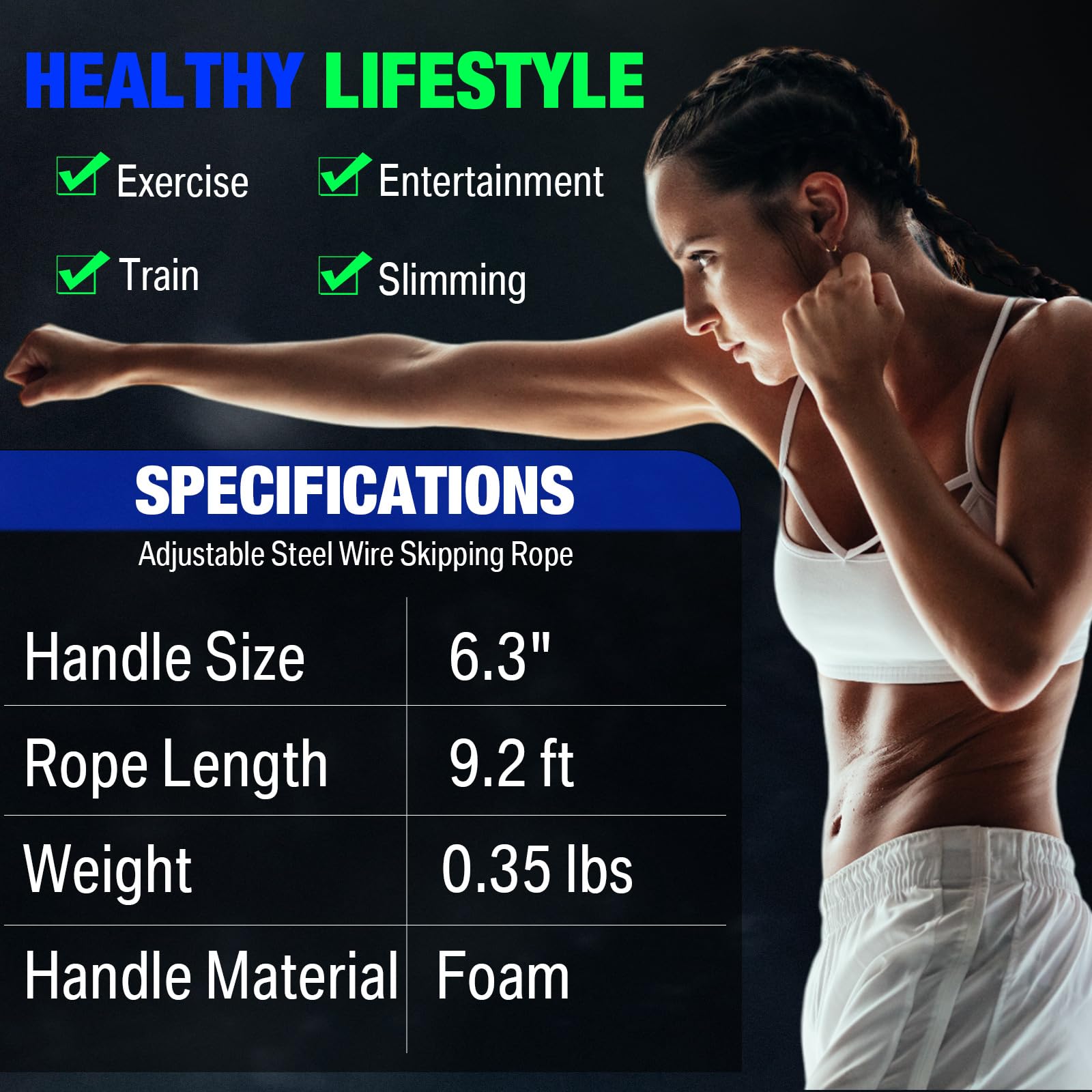 HyDren Springseil, verstellbares Springseil mit weichen Schaumstoffgriffen, schnelles Springseil mit Kugellagern, für Damen, Herren, Kinder, Fitness zu Hause, Schule, Fitnessstudio, 24 Stück