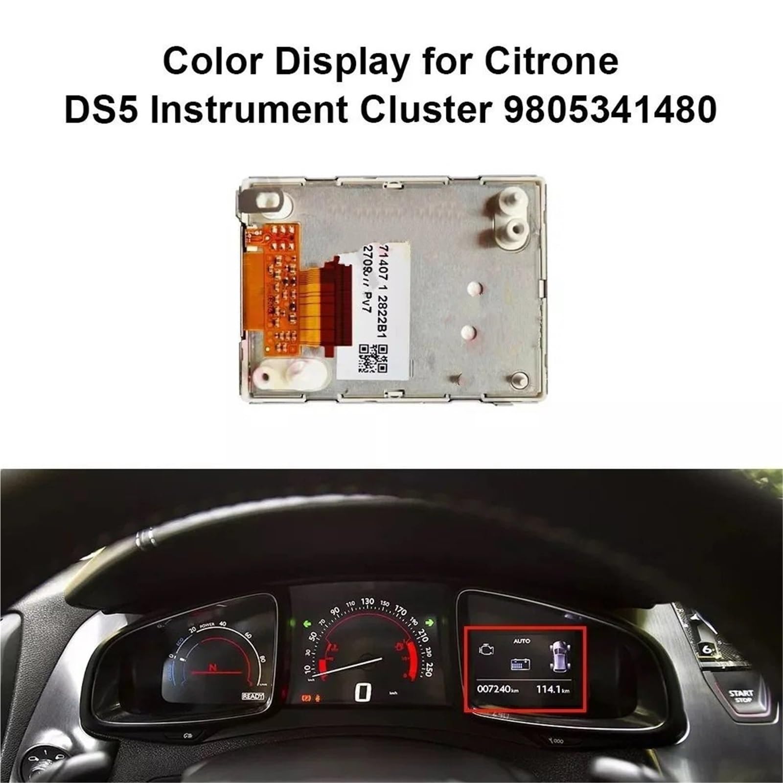 Manomètre température d'huile Convient pour Citron DS5 pour Peugeot 208 2008 Groupe d'instruments 9805341480 Tableau de bord Affichage couleur