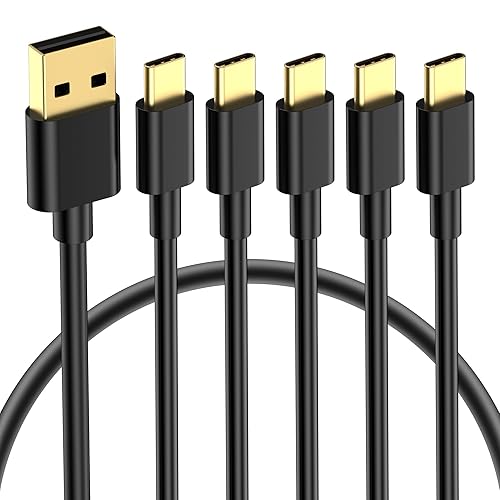 Cable USB A a USB C de 3 pies (paquete de 5), cable de carga rápida tipo C, cargador de 20V3A 60W (MAX) compatible con Samsung S21 S20 S10 S9 S8,