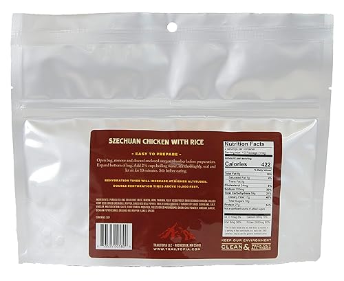 Miniatura 2 de Trailtopia Cena de senderismo liofilizada con pollo Szechuan, delicioso sabor, preparación rápida y fácil, ligera, perfecta para acampar y