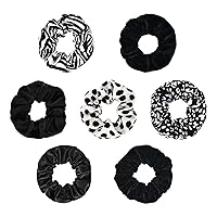 Vista 7 de 7 ligas elásticas para el cabello con estampado de vaca de leopardo, estilo animal, bandas para el pelo para niñas, soporte para cola de caballo sin