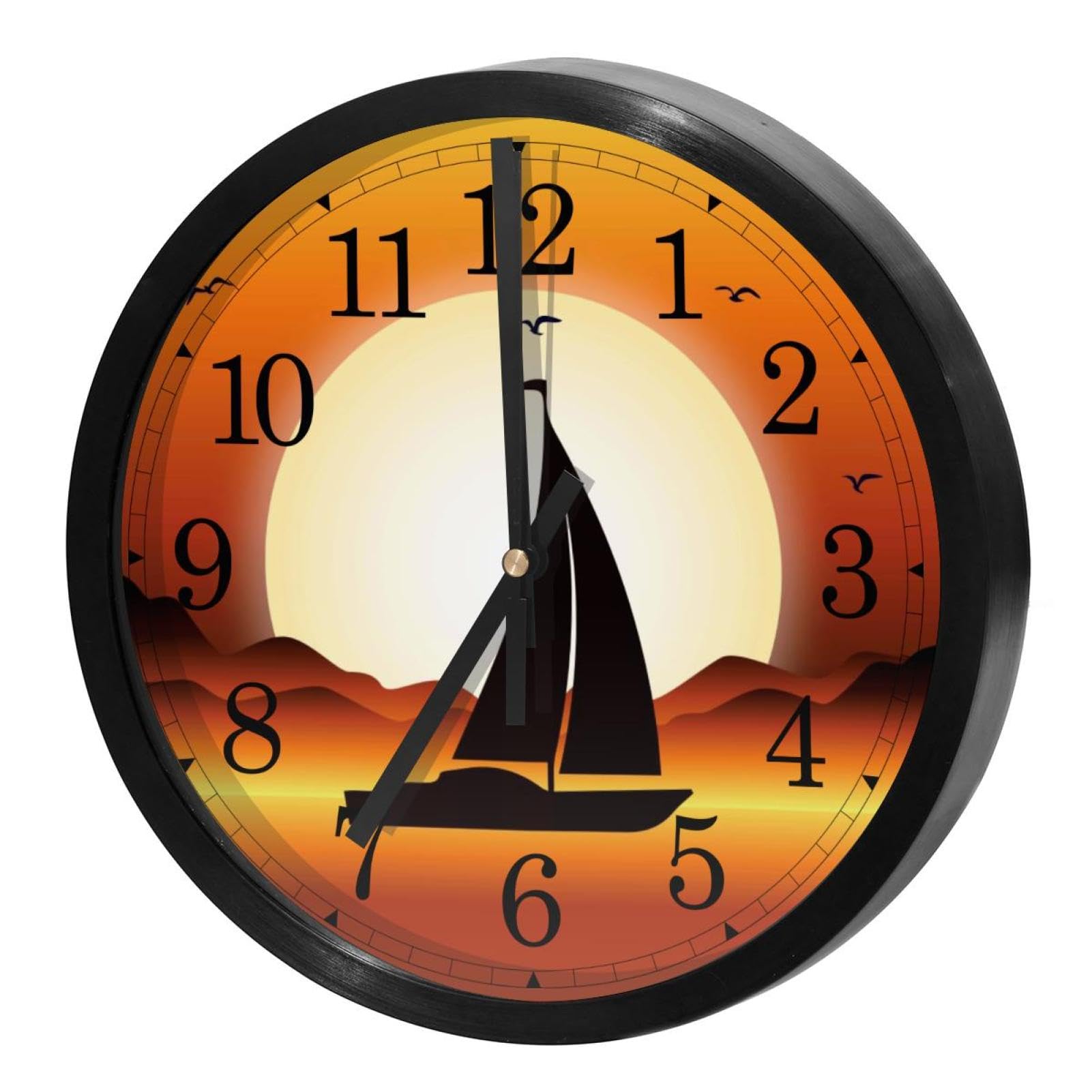 Horloge murale silencieuse orange avec mécanisme à quartz pour bureau