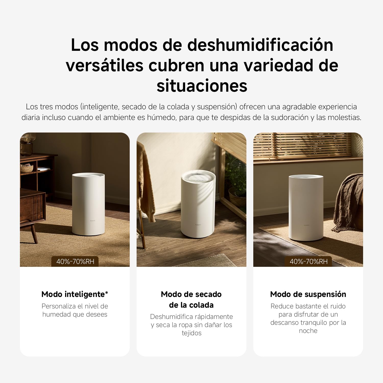 Xiaomi Smart Dehumidifier 13L, Deshumidificador Eléctrico Silencioso | Deshumidificador inteligente 13L/día con modo ropa y modo noche de 34dB. Deshumidificador de interiores para el hogar.