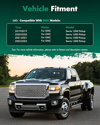 Miniatura 6 de SCITOO Espejos de remolque compatibles con GMC 2019-2022 para camioneta Serria 1500, retrovisores eléctricos con calefacción, ancho de señal de