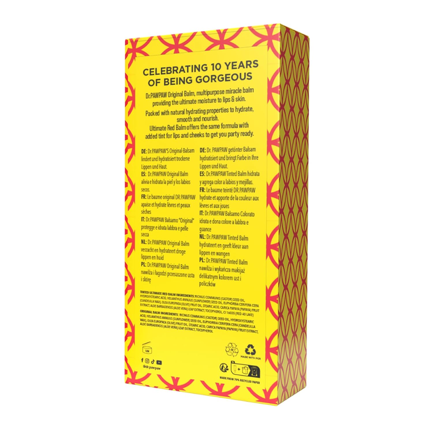 Dr. PawPaw Party Set - Multipurpose, Soothing and Tinted, Hydrating Lip Balm Giftset - Ultimate Red and Original Balm - Gluten Free - 2 pc - Image 6