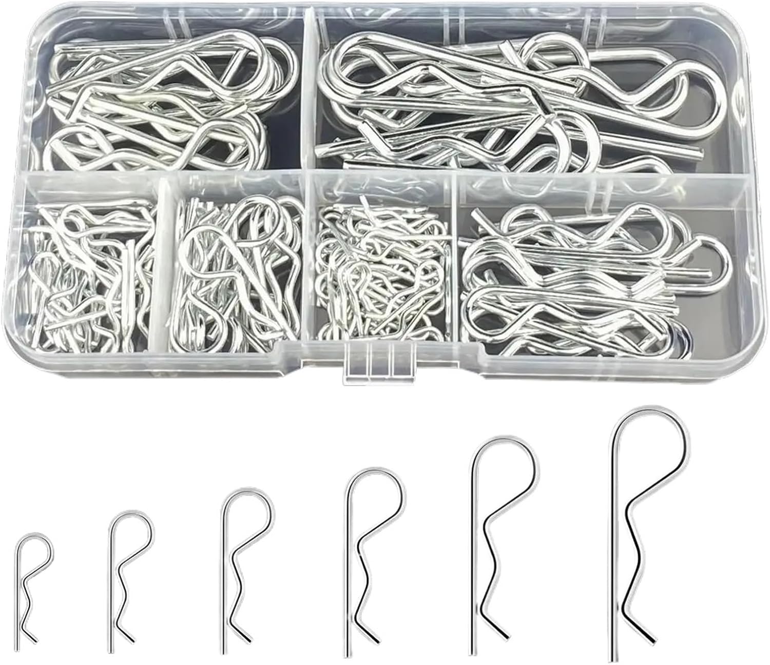 Trailer Pin 5box R-Type Cotter Pins Set Wave Latch Bolt Locking Split Clip Hitch Pins M1 M1.2 M1.5 M1.8 M2 M2.5 M3 Sorted in Box for Truck Boat(125 Pcs)