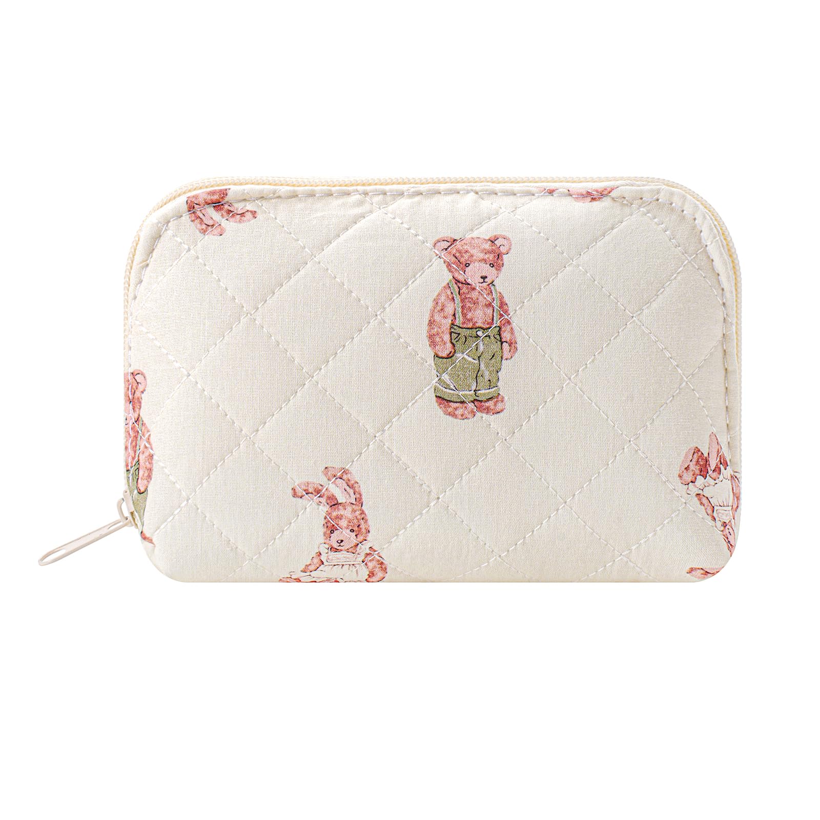 JOVAKIT Quilted Conch Shaped Makeup Bag Cosmetic Bag for Women, Floral Coquette Cotton Travel Makeup Case Toiletry Zipper Make Up Pouch, Travel