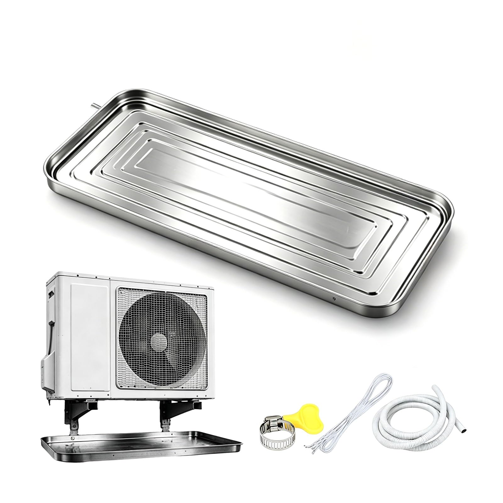 HBOOMOEM Water Heater Drain Pan Wall, Stainless Steel Window Ac Drip Pan, Protect Your Home From Water Damage; Suitable for Outdoor Window Air Conditioner Units.(2P 84x38cm/33x15in)
