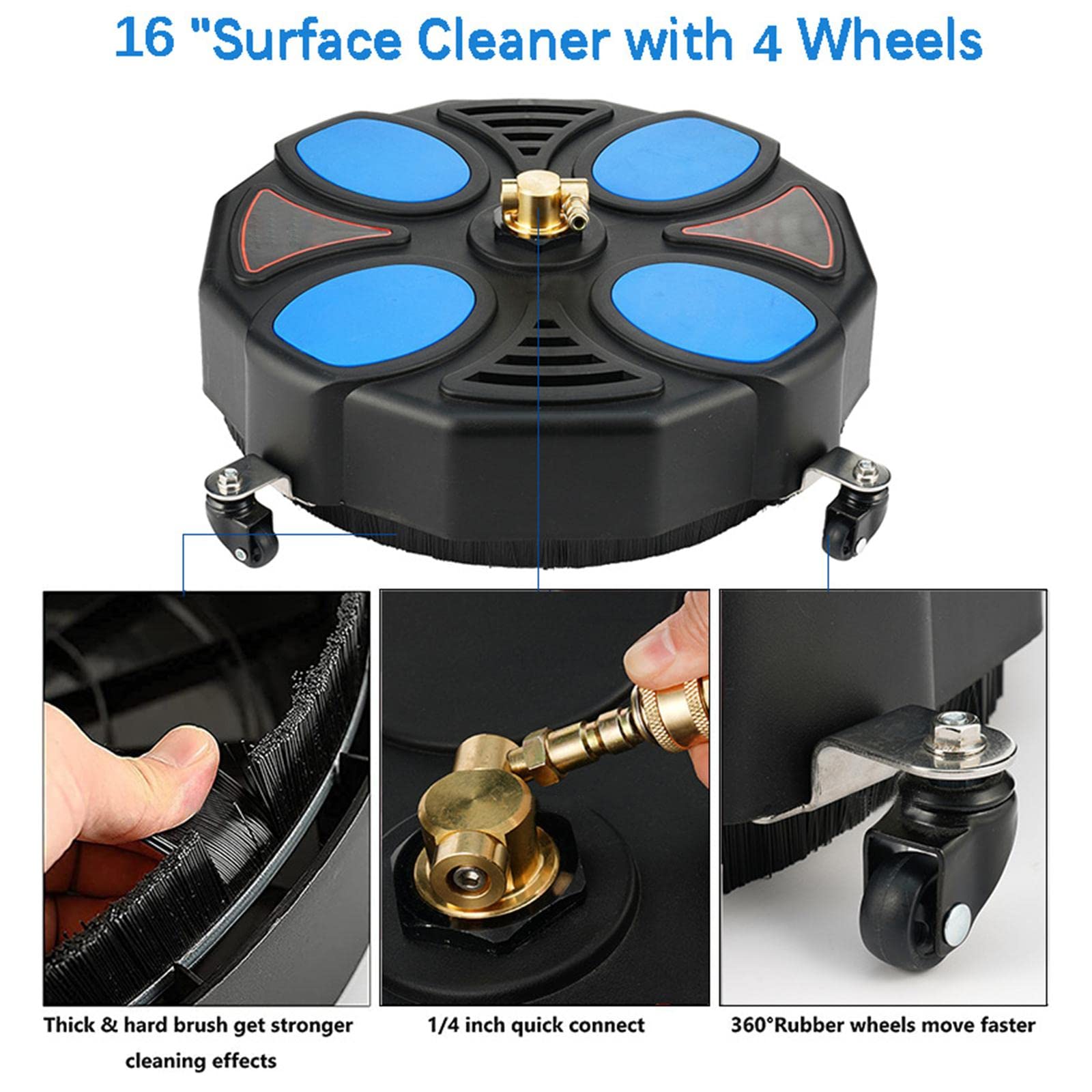 Limpiador de Superficies con Hidrolavadora de 16 Pulgadas Y 3600 PSI para Piscinas, Madera, Puentes Y Cemento.