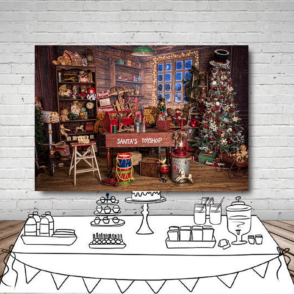 Telón De Fondo Navideño 2.1x1.5 M - Estilo Vintage Casa De Madera, Para Fotos, Decoración, Estudio