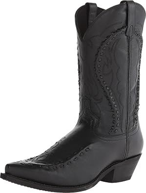 Laredo Mens Laramie Embroidered Snip Toe Pull On Dress Boots Mid Calf - Black