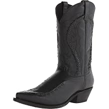 Laredo Mens Laramie Embroidered Snip Toe Pull On Dress Boots Mid Calf - Black