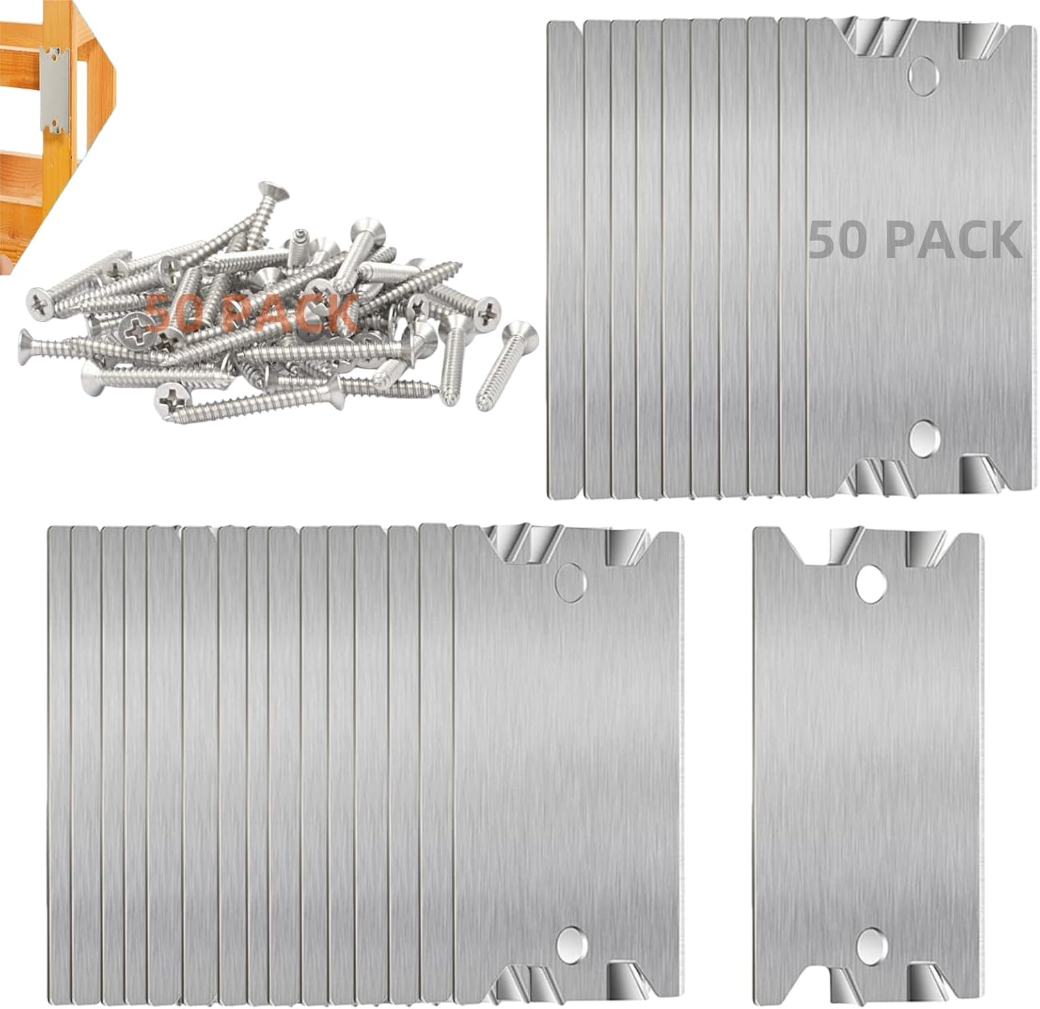 50/100/200Pcs Steel Nail Plates, 1.5 x 2.5 Inch Heavy Duty Cable & Wiring Protector for Wood Studs, Anti‑Penetration Shield for Electrical & Plumbing Safety, Zinc Coated, DIY Installation (50pcs)