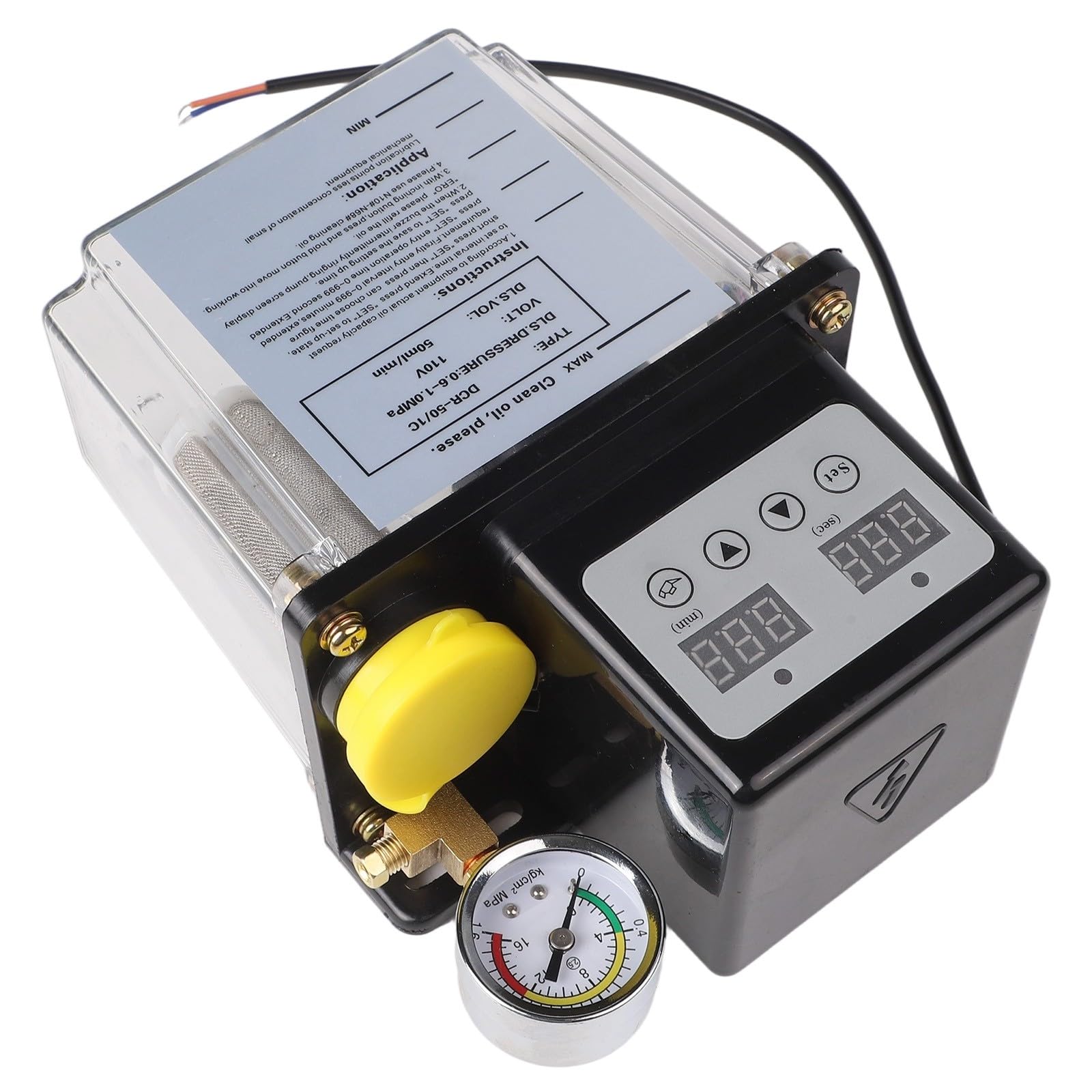 Sistema de lubricación automática bomba de aceite con pantalla digital para máquinas CNC bomba de engranajes de aleación 2L depósito 110V negro transparente