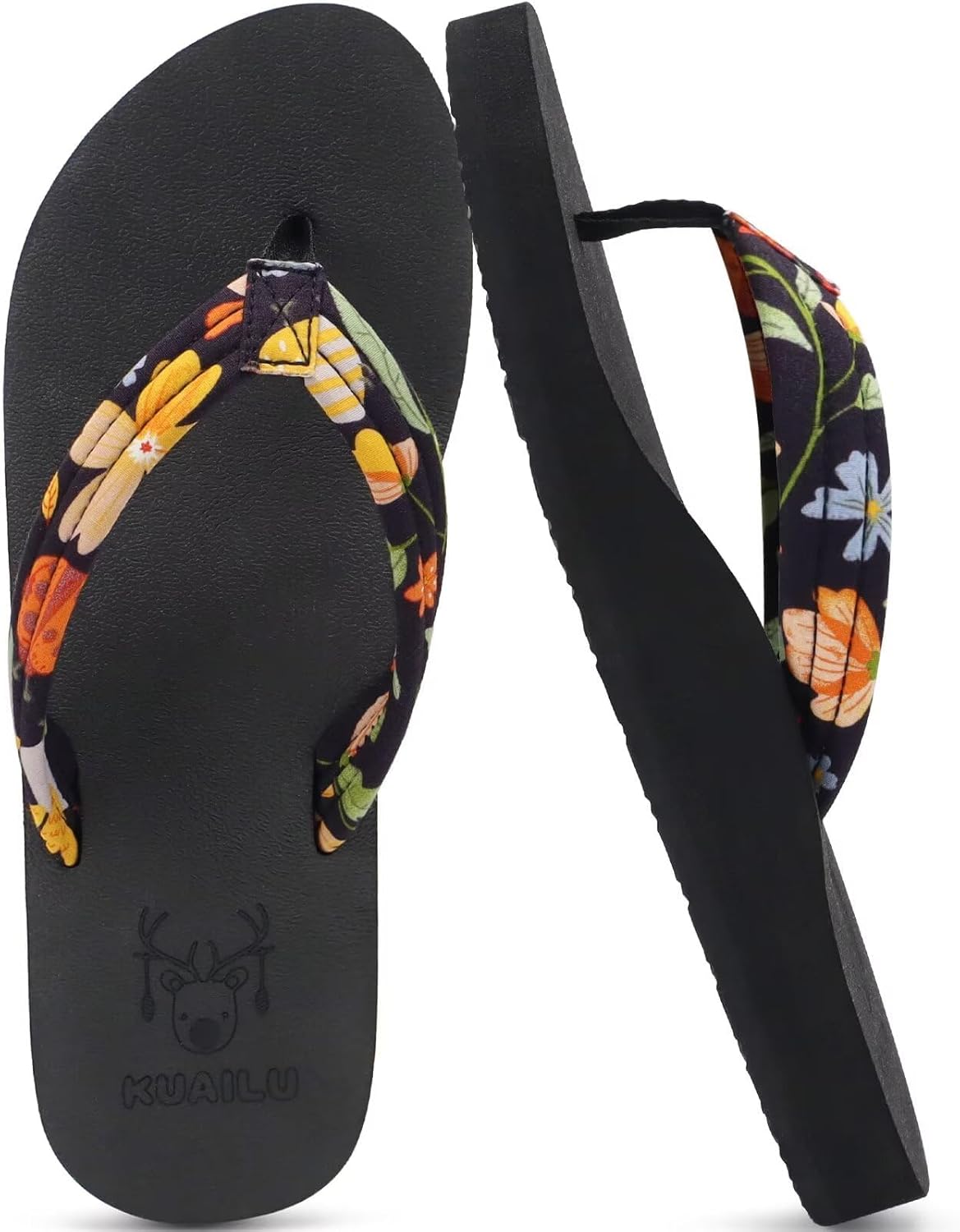 KuaiLu Womens Arch Support Flip Flops Ladies Comfort Lightweight Soft Yoga Mat Cushion Walking Thong Sandals