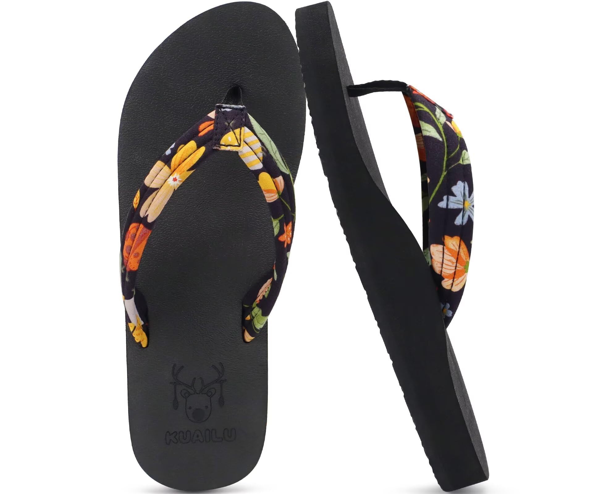 KuaiLu Womens Arch Support Flip Flops Ladies Comfort Lightweight Soft Yoga Mat