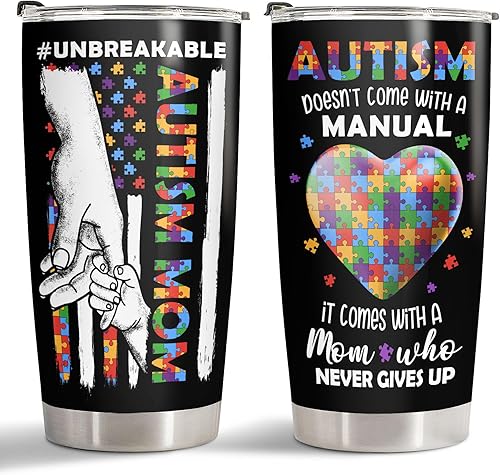 Miniatura 1 de 34HD Regalos para mamá, vaso para mamá autista con tapa, acero inoxidable de 20 onzas, taza de autismo para mamá, regalos de conciencia sobre el