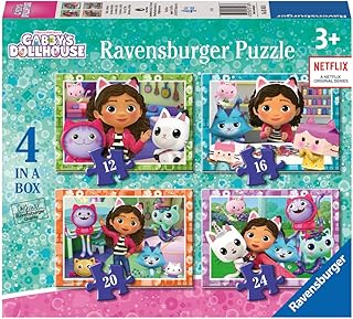 Ravensburger 3143 Gabbyâ€™s Dollhouse Jigsaw Puzzles for Kids Age 3 Years Up-4 in a Box (12, 16, 20, 24 Pieces) -Educational Toys for Toddlers