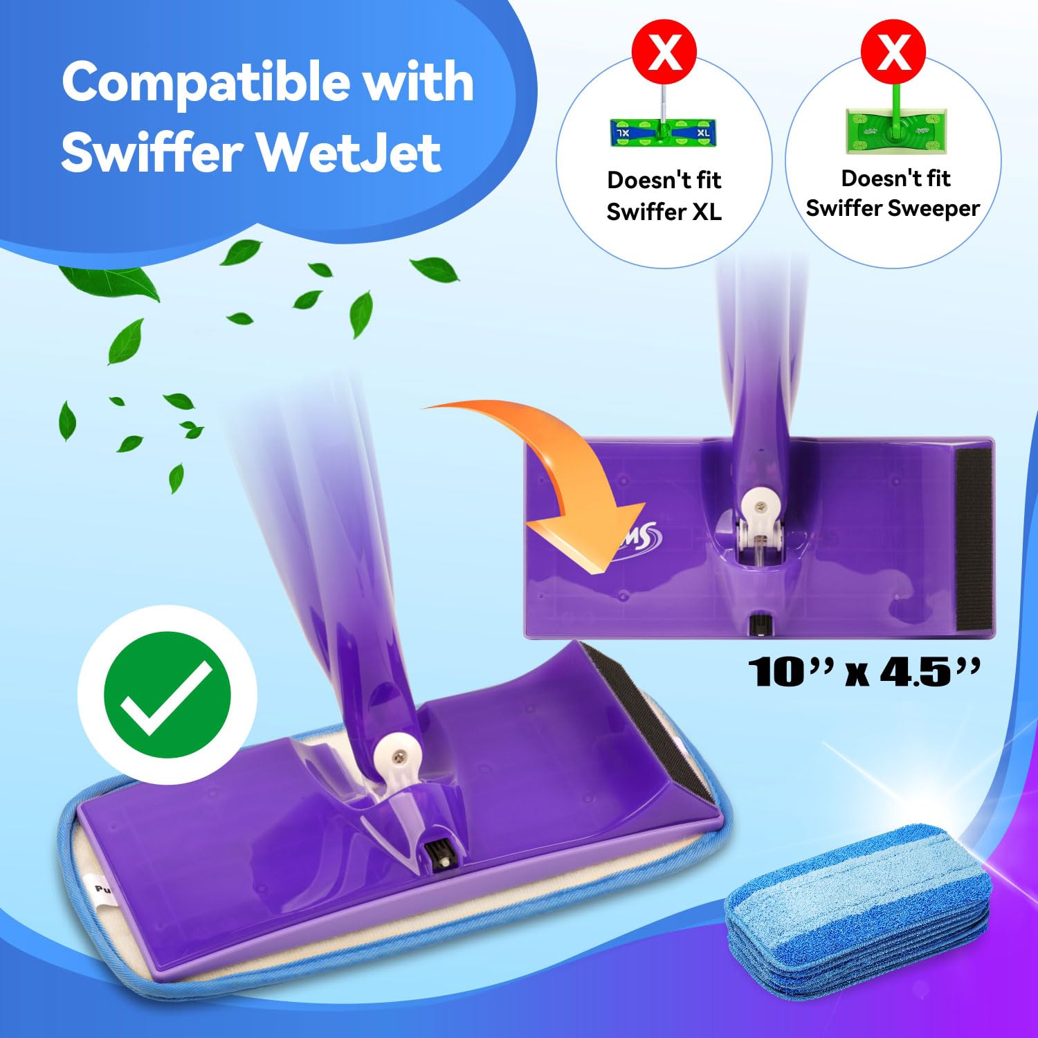Confezione Da 6 Panni Riutilizzabili In Microfibra Compatibili Con Swiffer Powermop Cuscinetti Di Ricambio Lavabili In Lavatrice Per Spray Mop D~p139076676