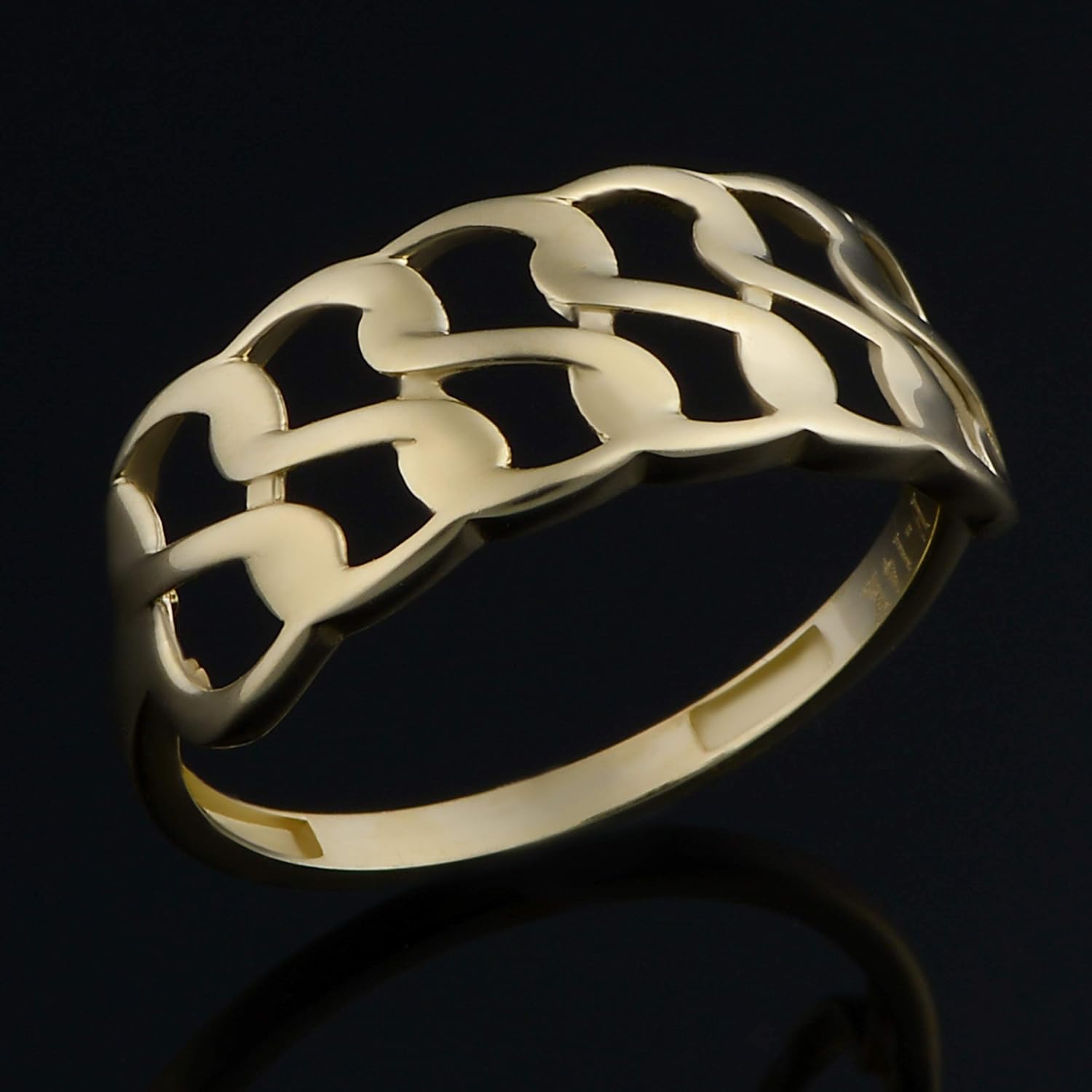 Kooljewelry 14k Yellow Gold 7.9 mm Double Row Curb Link Ring