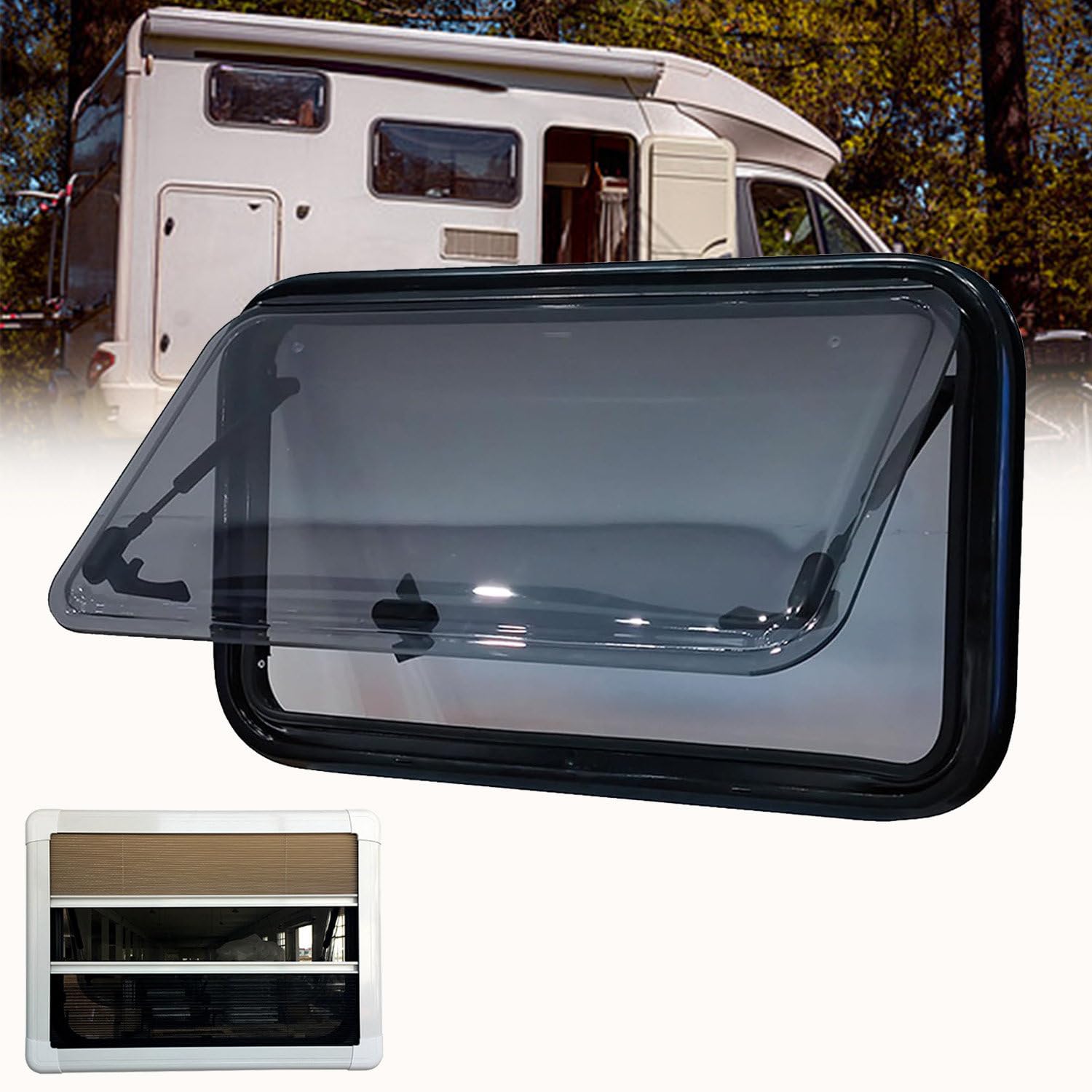 Genérico Ventana de Caravana, Ventana de Autocaravana, Ventana de ventilación, Ventana Plegable, Ventana de Empuje Externa, Ventana Lateral de Autocaravana, Ventana de Marco de Furgoneta, Ventana de