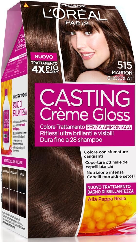L’Oréal Paris Tintura Per Capelli Casting Creme Gloss Senza Ammoniaca Per Una Piacevole Fragranza, 515 Marrone Cioccolato, Confezione Da 1