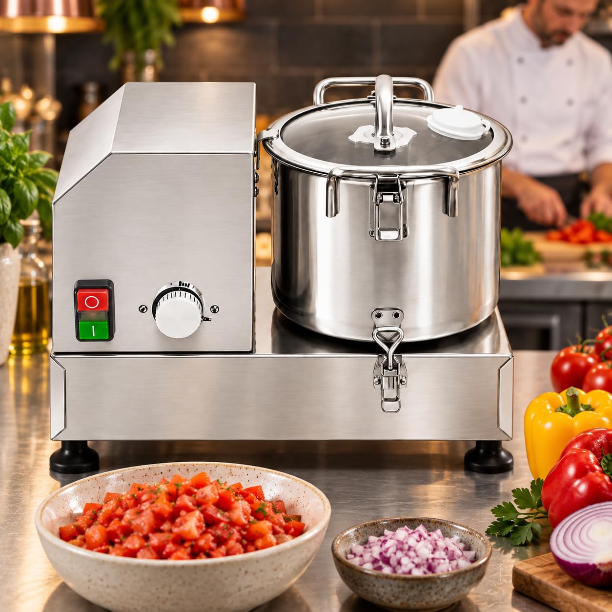 Picadora de Verduras Eléctrica, Procesador de Alimentos Profesional 9l