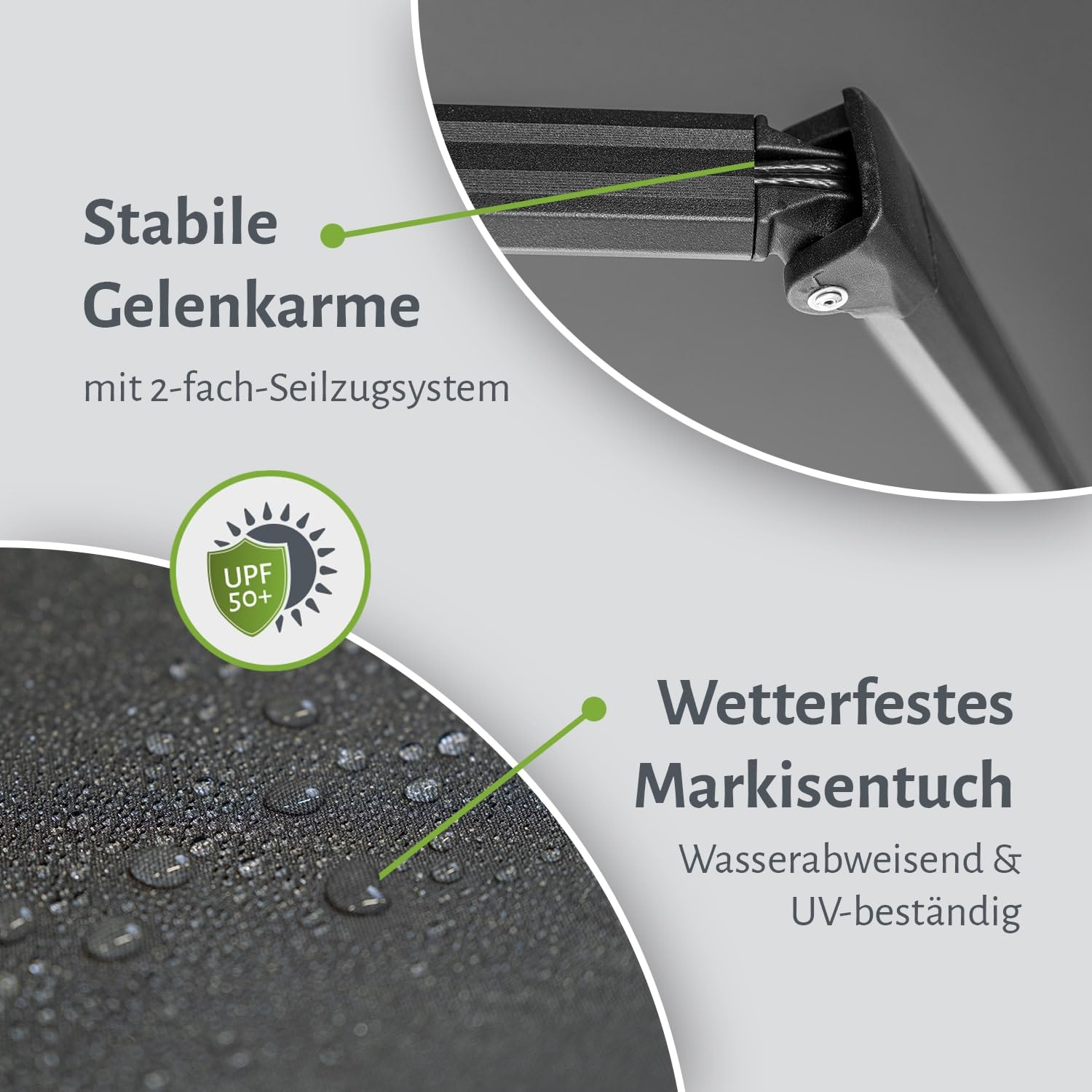 empasa manuelle Gelenkarmmarkise Markise Start Sonnenmarkise Sonnenschutz Alu/Polyester komplett vormontiert, in verschiedenen Größen und Farben, Farbe:anthrazit, Größe:300 x 250