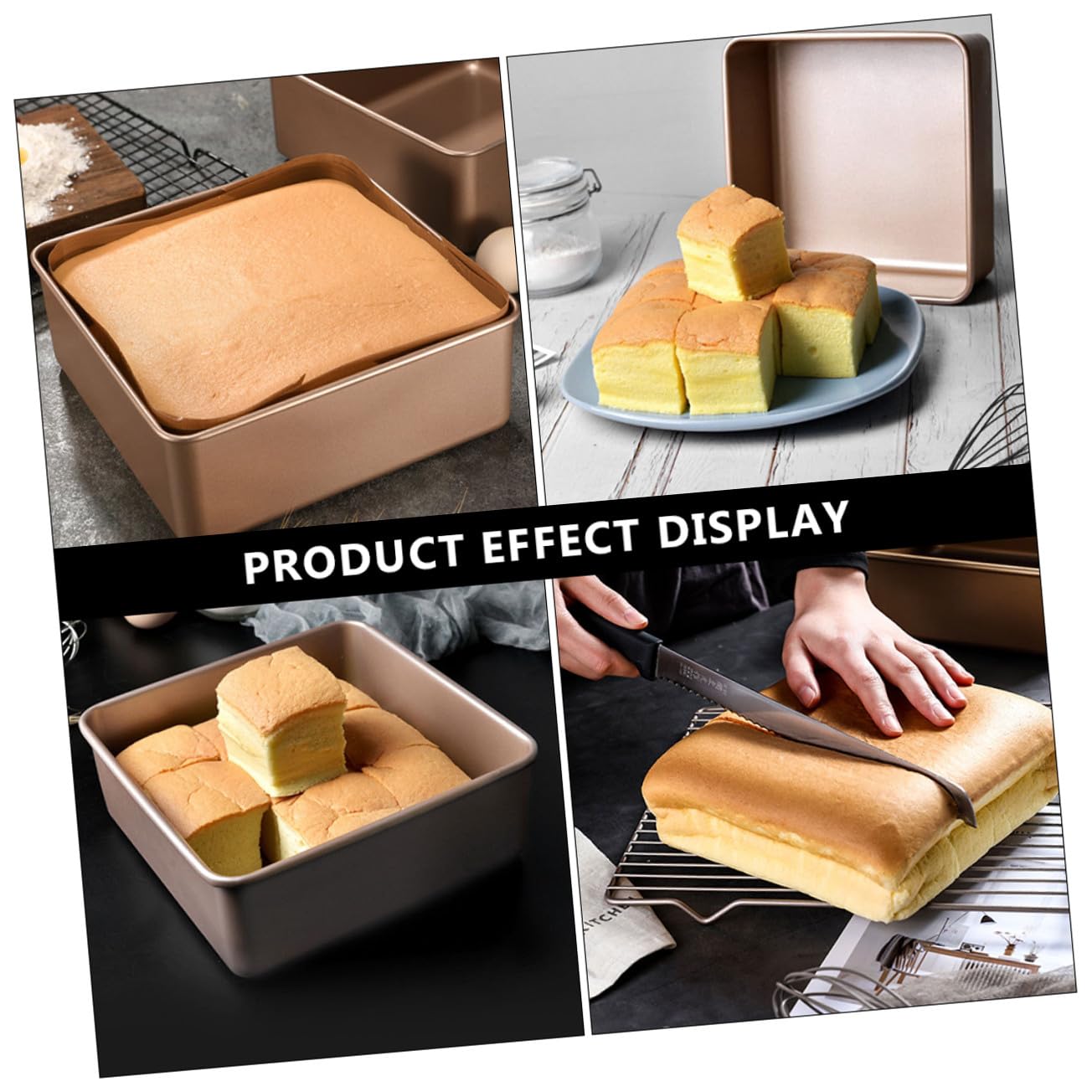 Uonlytech Moule à Gâteau Carré 23,5x23,5x8 Cm Acier Inoxydable Antiadhésif Plaque De Cuisson à Pâtisserie Cuisson Domestique Et Professionnelle