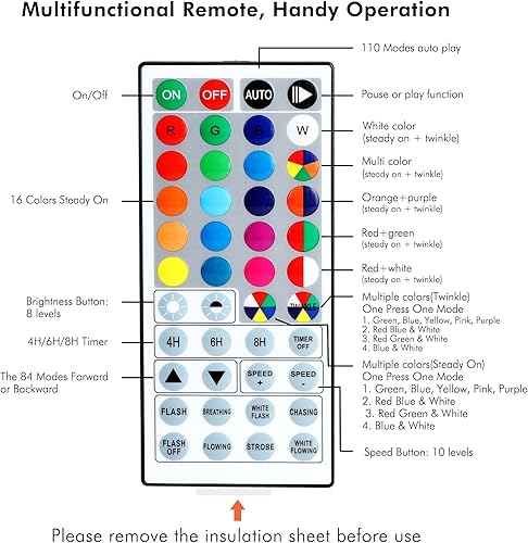 Miniatura 8 de BrizLabs Luces de Navidad que cambian de color, 100 luces LED de 33 pies alimentadas por USB para árbol de Navidad con control remoto, mini luces