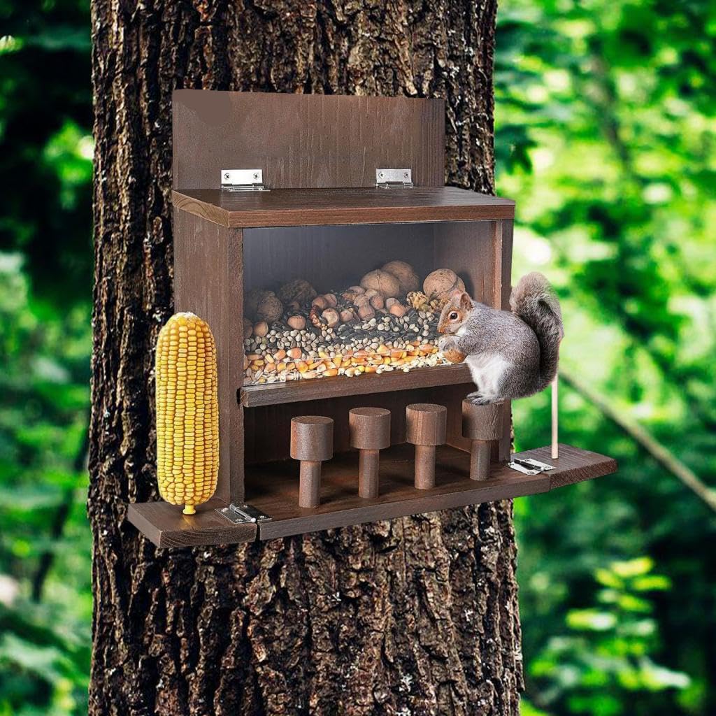 Mangiatoia per Scoiattoli in Legno Regalo Mangiatoia per Scoiattoli in Legno per Patio Fuori Inverno