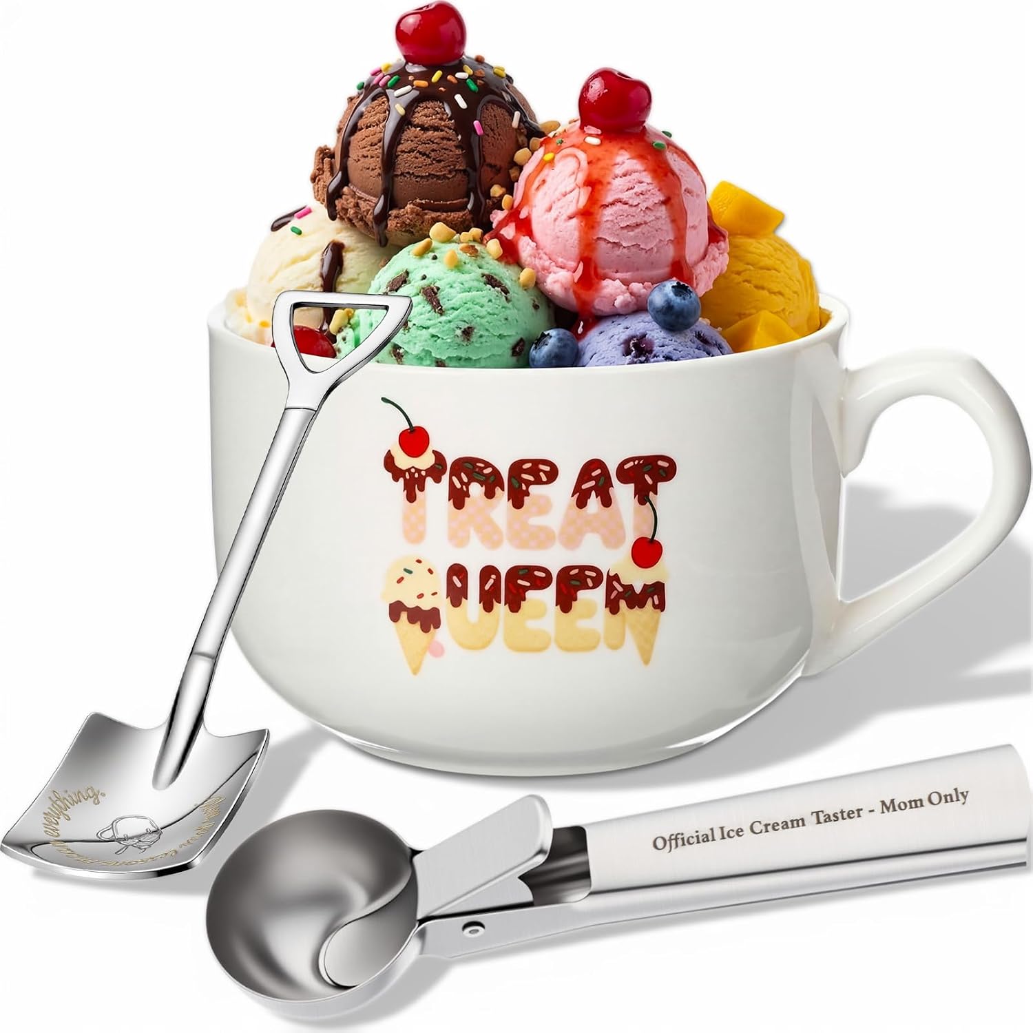 Didaey 25.4 oz Ice Cream Bowl with Scoop Shovel, Mothers Day Gifts for Mom