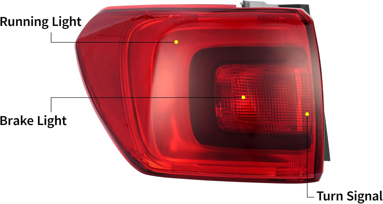 HECASA Tail Light Compatible with 2017-2019 GMC Acadia Halogen Taillight Rear Lamp Assembly Replacement for 84709444 GM2804126 Driver Left Outer