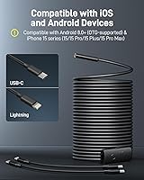 Vista 2 de Anykit USB Endoscope Camera with 8 Adjustable LED Lights, Borescope with Semi-Rigid Snake Camera, IP67 Waterproof Inspection Cam Compatible with