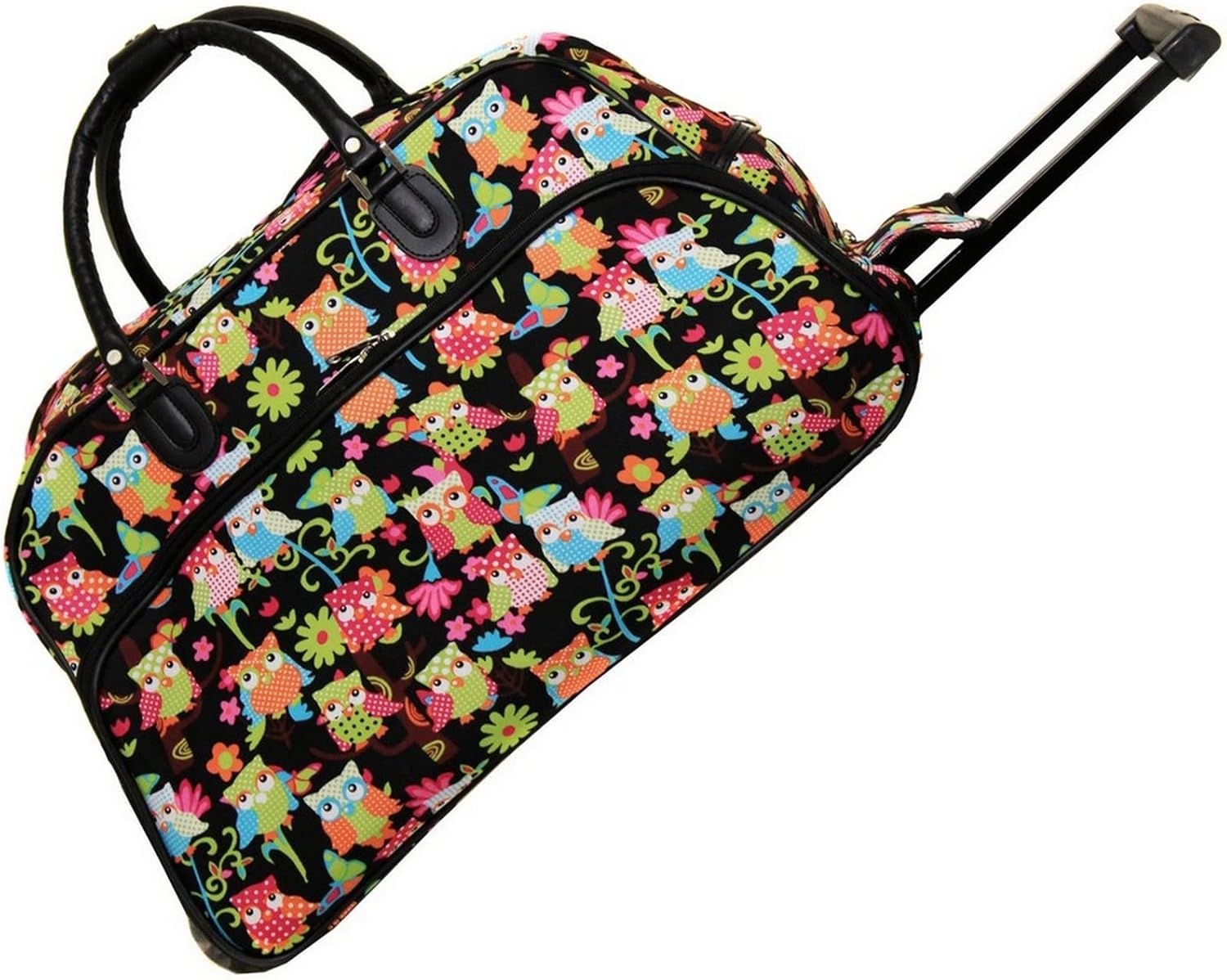 World Traveler 21-Inch Carry-On Rolling Duffel Bag, Black White Paws
