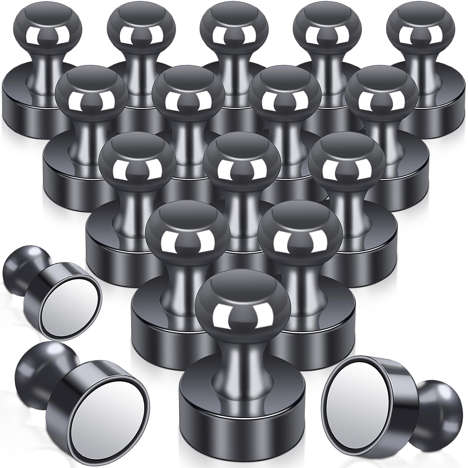 Strong Magnets, 18 Pack Neodymium Fridge Magnets Extra Strong Small Push Pins Magnet for Whiteboard, Refrigerator Mini Magnets for Crafts, Map, Photo Display, Black
