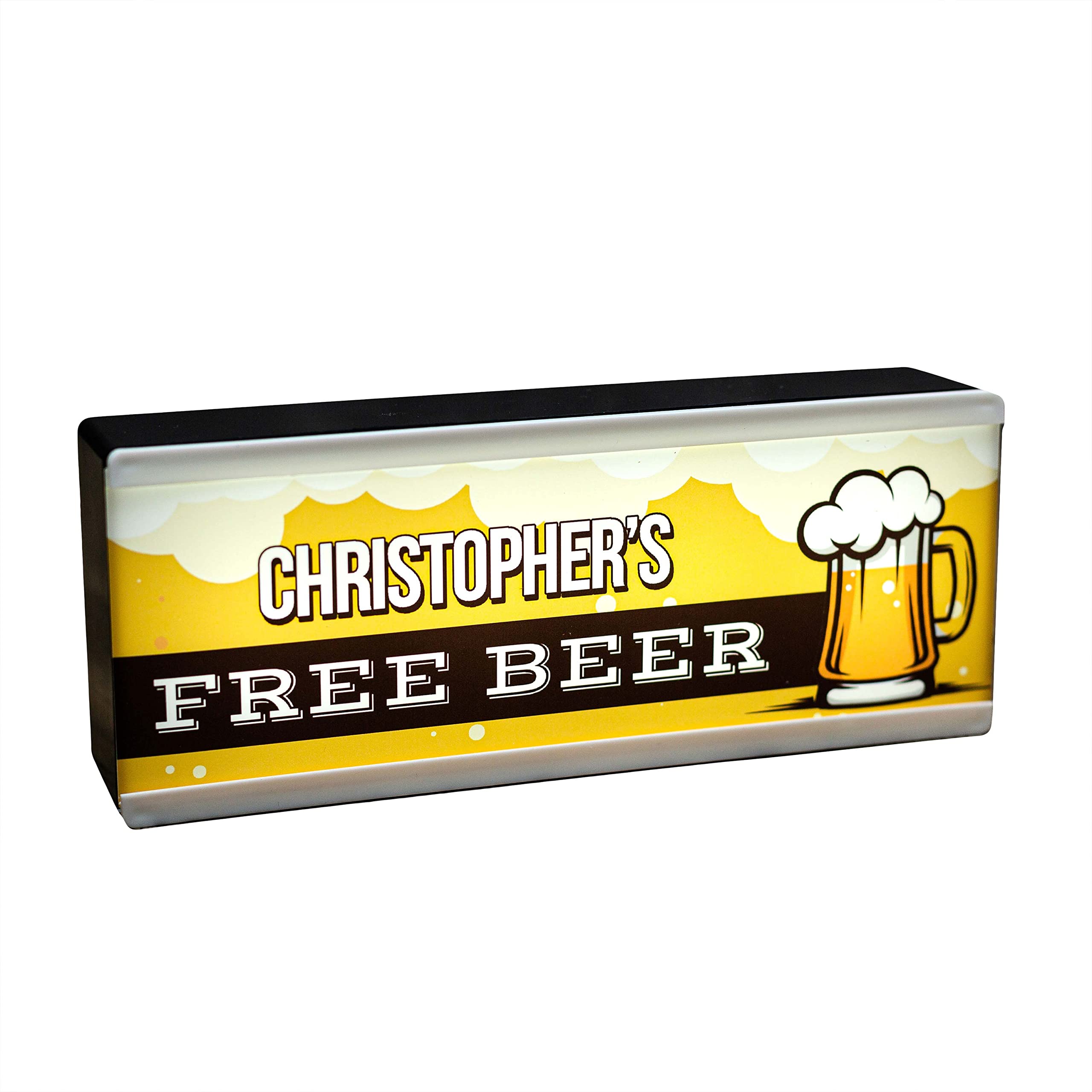 Personalised Room Light Free Beer – Illuminated Home Man Cave Bar LED – Portable Free Beer Party Sign and Pub Bar D ecor Light Box