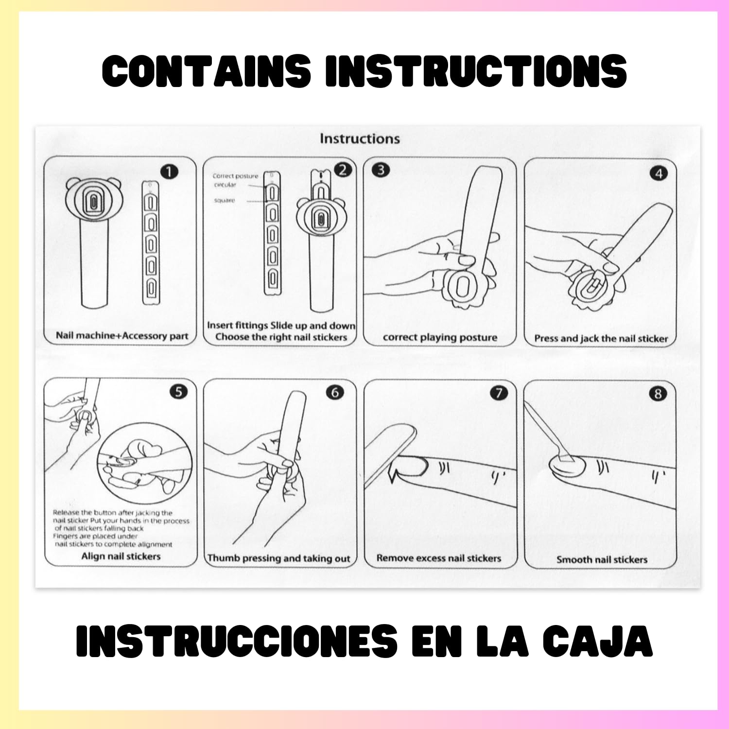 GLAM NAIL - Maquina Uñas Niñas, Kit Pegatinas Para Niña, Set Laminas Manicura, Juguetes Stickers Nails, Recambios Cosas Belleza Infantil, Juegos Con Pintauñas, Regalo Niños 6 7 8 9 10 11 12 Años