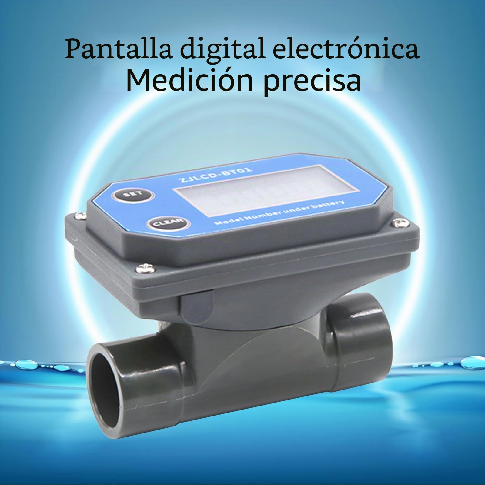 Caudalímetro electrónico de PVC adecuado para medición precisa de líquidos en sistemas de riego y purificación de agua con metanol