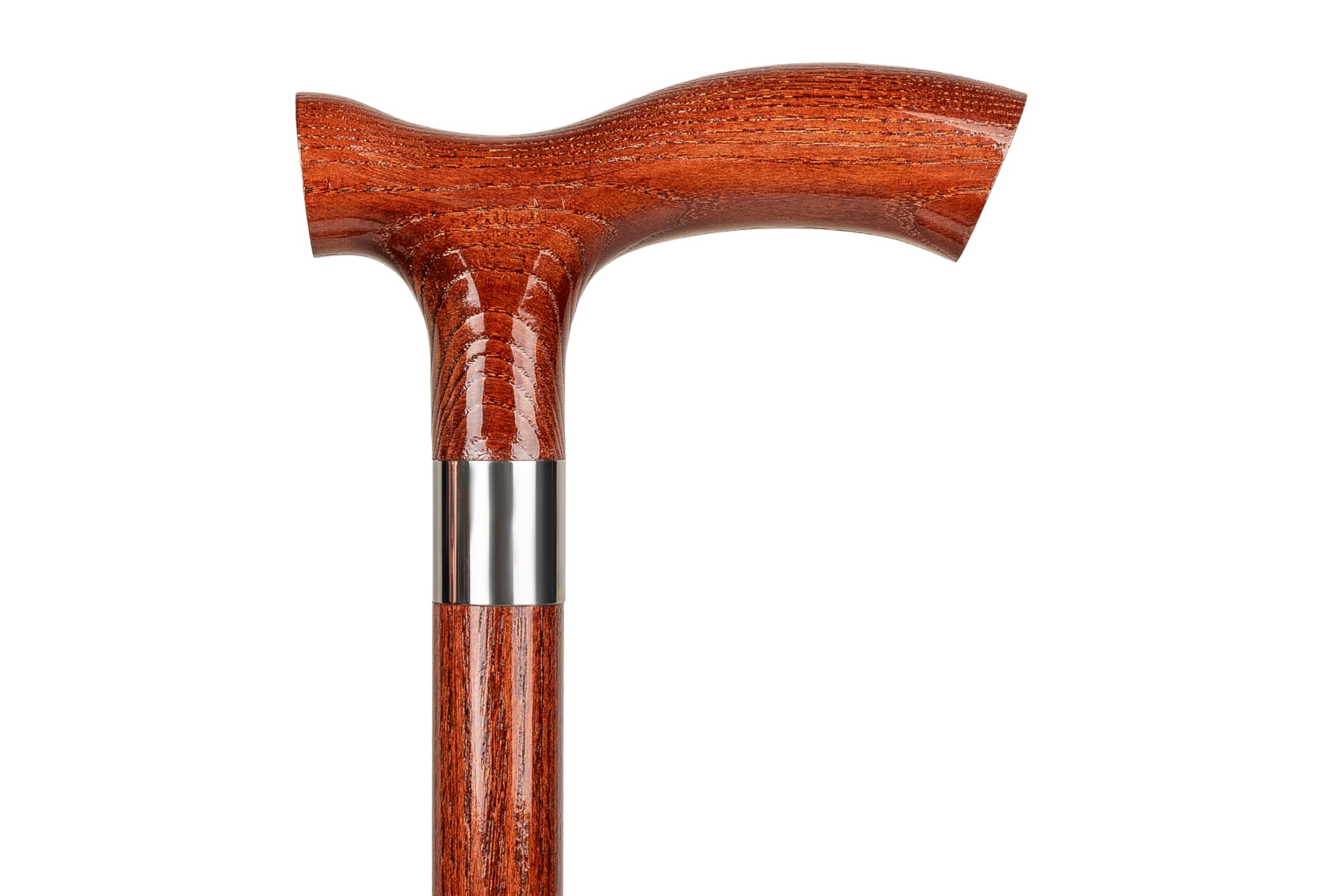 Dr. Watson Classic Fritz Walking Stick – Handcrafted Ash Wood Cane with Polished Stainless Steel Collar